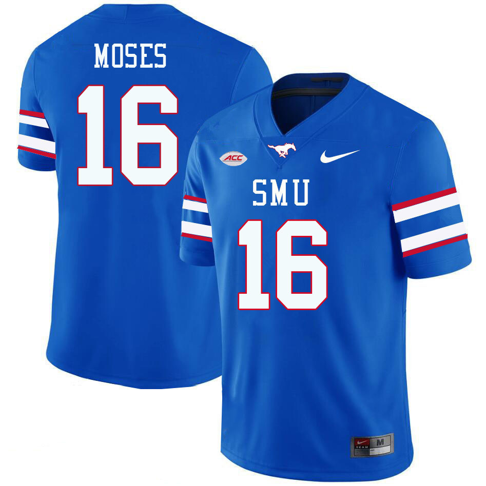 SMU Mustangs #16 Ahmaad Moses College Football Jerseys Stitched Sale-Royal